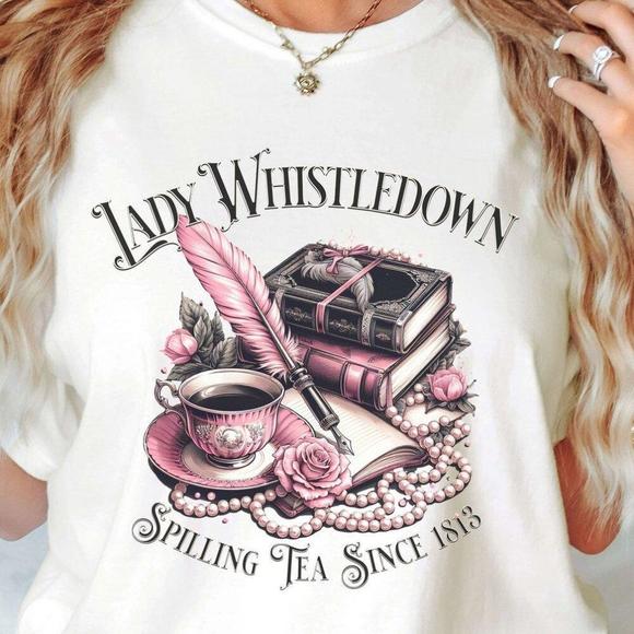 Lady Whistledown Shirt, Spilling Tea Since 1813 Shirt, Bridgerton Fan Shirt - Picture 1 of 4